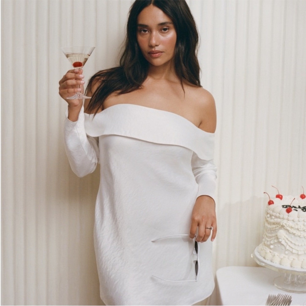 Off-Shoulder White Mini Dress